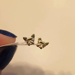 14k French bulldog studs brand new